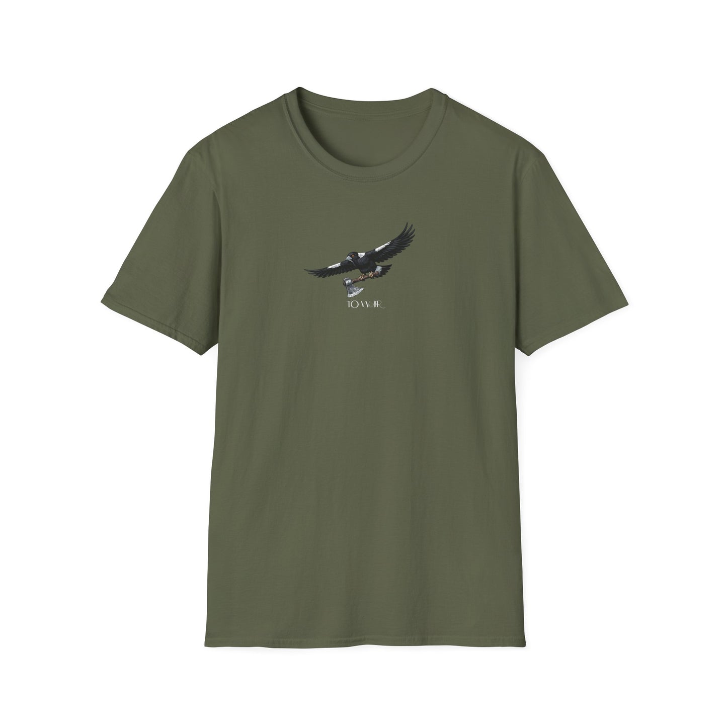 Magpie To War T-Shirt, Australian Magpie Shirt, Bird With Axe Tee, Wildlife Graphic Shirt, Bird Lover Gift, Aussie Bird Tee