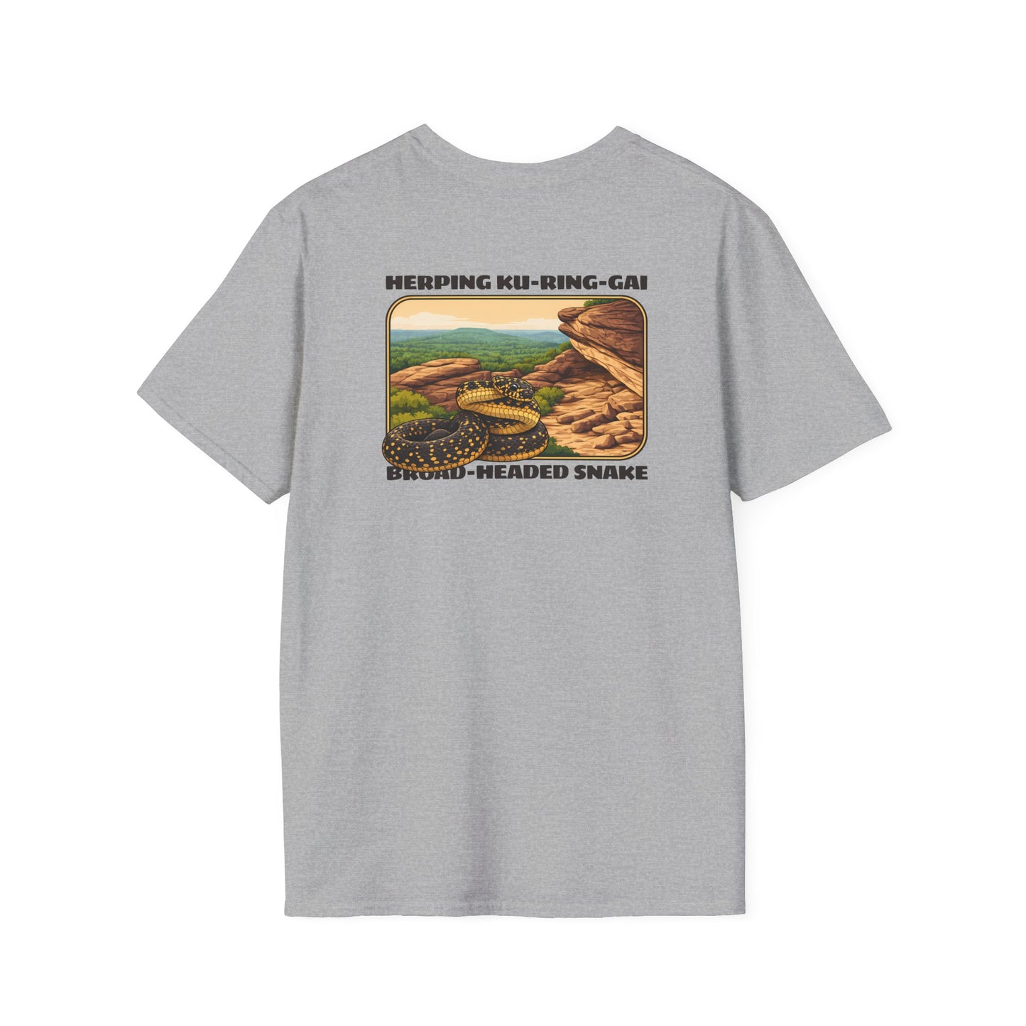 Broad-Headed Snake T-Shirt, Herping Ku-Ring-Gai Shirt, Australian Snake Tee, Reptile Lover Gift, Wildlife Back Print Shirt, Herper Tee