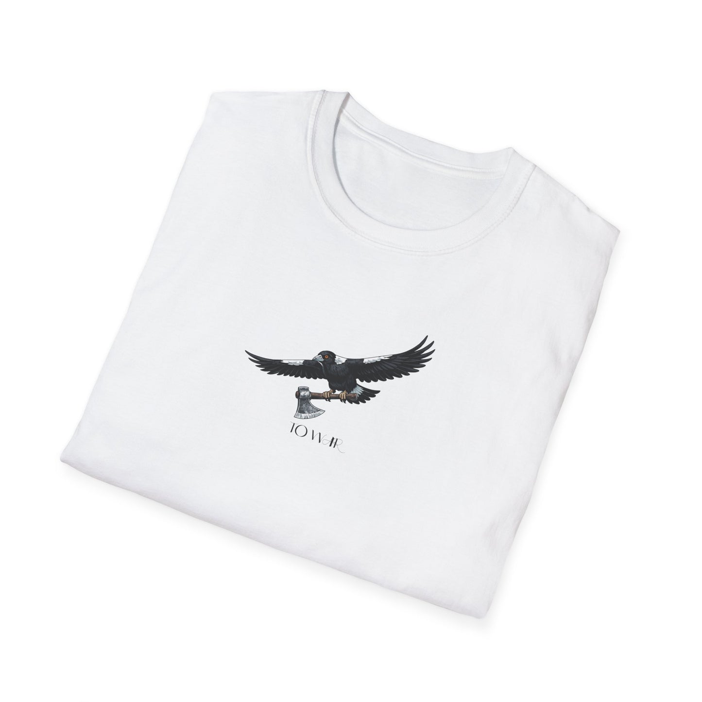 Magpie To War T-Shirt, Australian Magpie Shirt, Bird With Axe Tee, Wildlife Graphic Shirt, Bird Lover Gift, Aussie Bird Tee