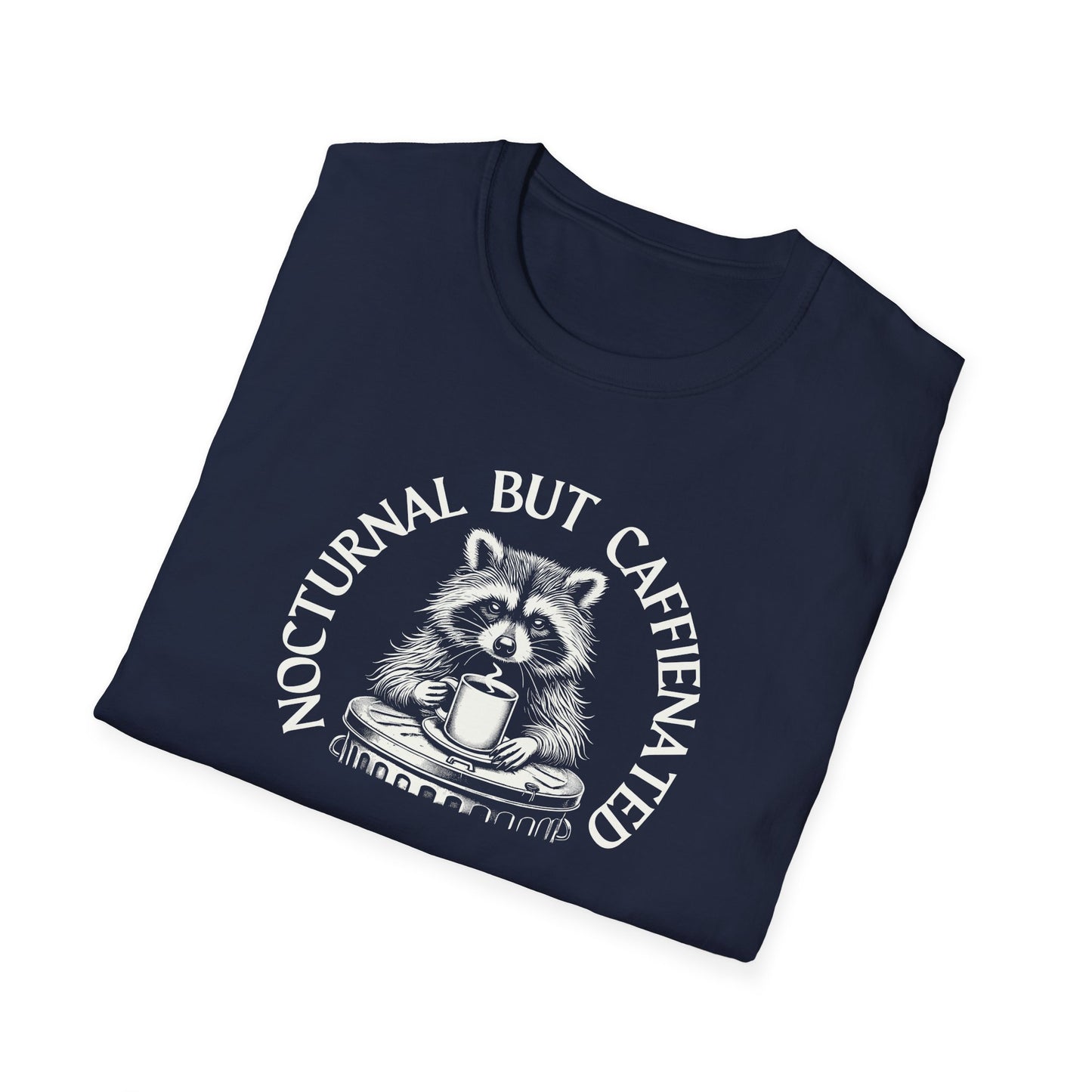 Nocturnal But Caffeinated Raccoon T-Shirt, Coffee Animal Shirt, Trash Panda Tee, Raccoon Lover Gift, Caffeine Shirt, Night Owl Tee