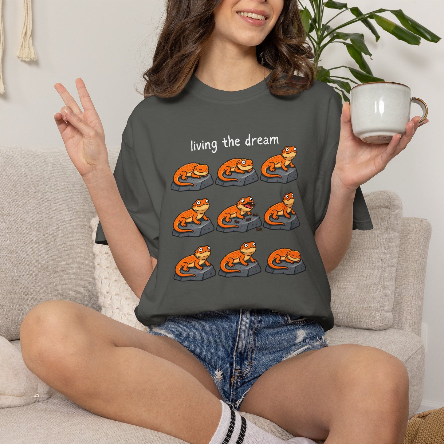 Bearded Dragon Living the Dream Shirt, Comfort Colors Reptile Tee, Funny Bearded Dragon T Shirt, Lizard Lover Gift, Beardie Owner Shirt