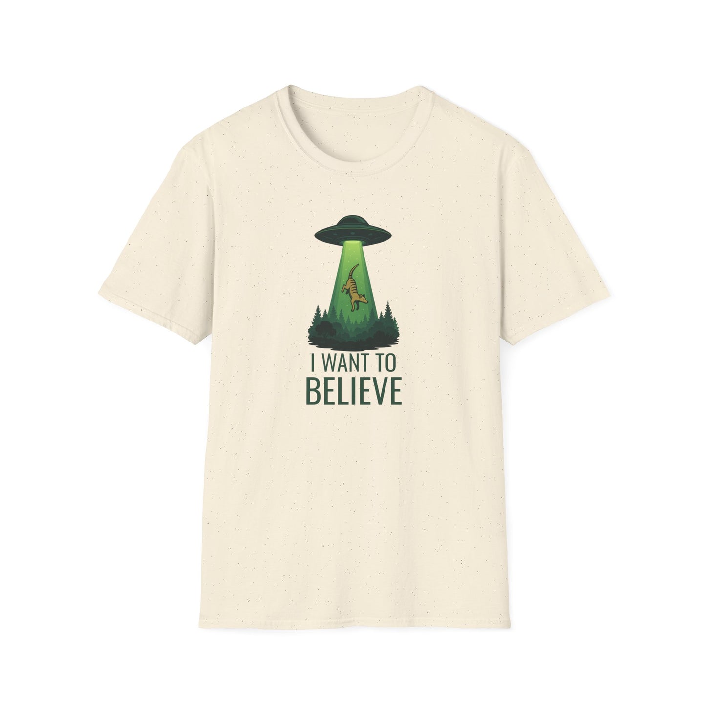 Thylacine UFO T-Shirt, I Want To Believe Shirt, Tasmanian Tiger Tee, Cryptid Alien Shirt, Australian Paranormal T-Shirt