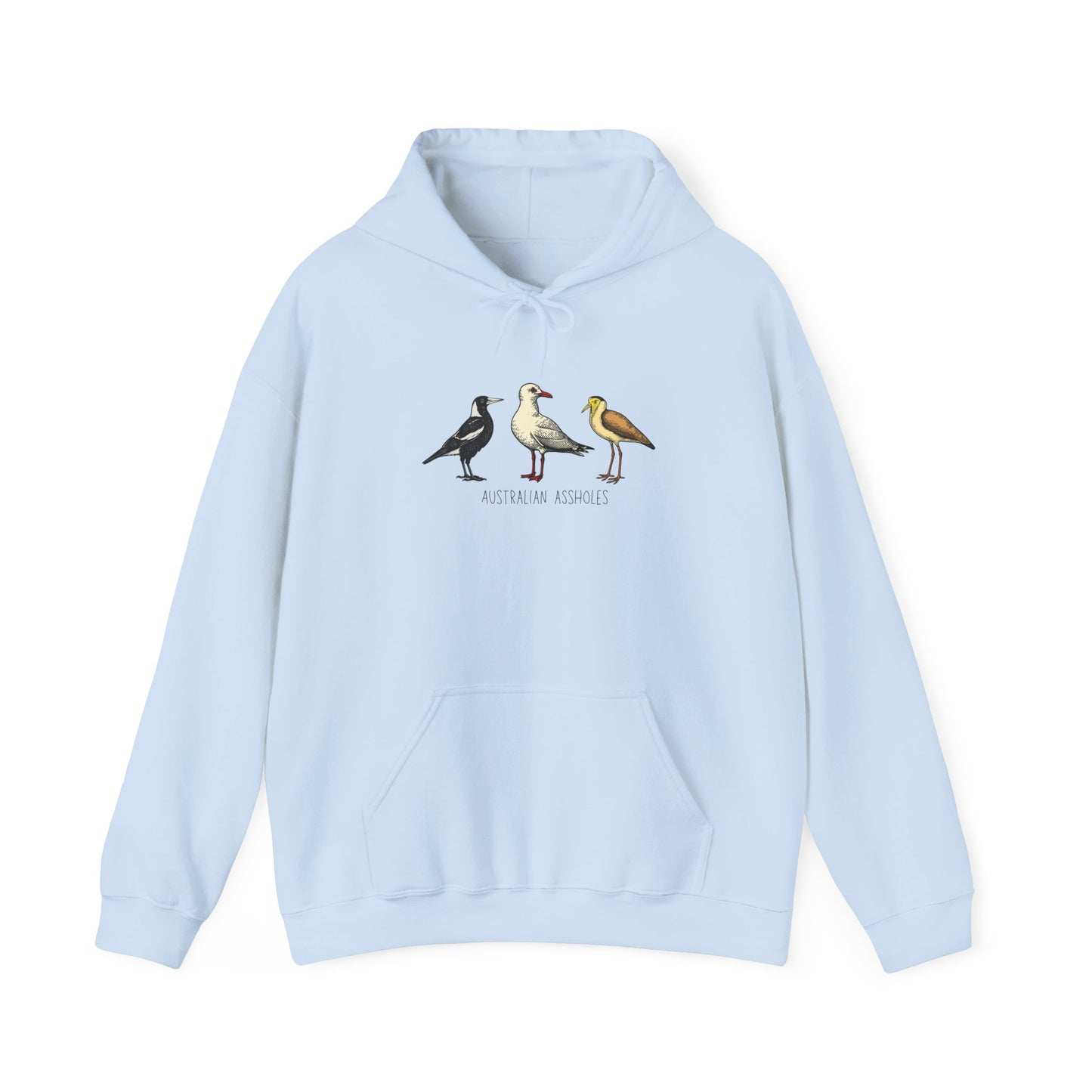 Australian Assholes Hoodie, Funny Australian Bird Hoodie, Magpie Hoodie, Bin Chicken Hoodie, Seagull Hoodie, Aussie Humor Sweatshirt, Bird Nerd Hoodie