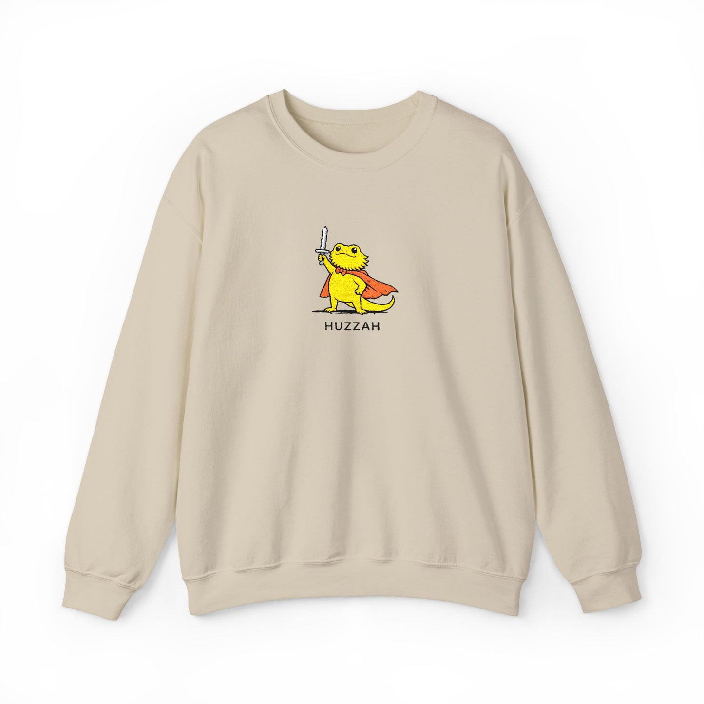 Bearded Dragon Embroidered Sweatshirt Huzzah Lizard Sweatshirt Cute Reptile Jumper Funny Herpetology Gift Cozy Animal Crewneck
