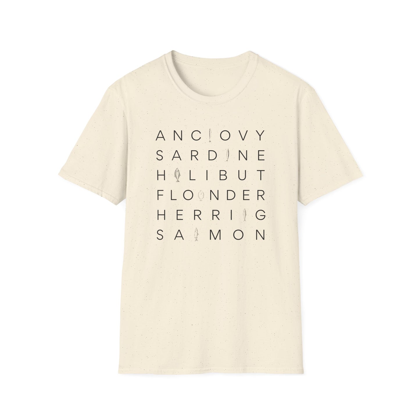 Fish T-Shirt, Anchovy Sardine Halibut Flounder Herring Salmon Shirt, Seafood Lover Tee, Fishing Gift, Ocean Animal Graphic Shirt