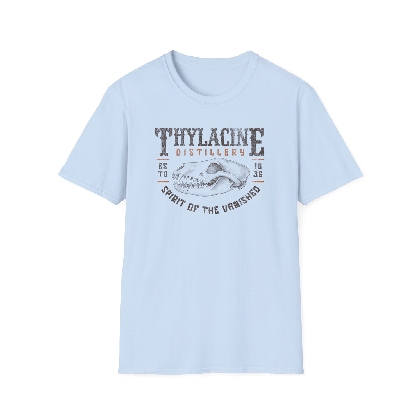 Thylacine Distillery T-Shirt Spirit of the Vanished Tee, Tasmanian Tiger Shirt, Vintage Distillery Graphic, Extinct Animal Gift