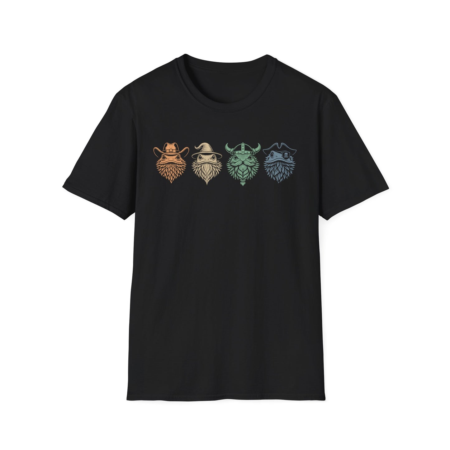 Whimsical Bearded Dragon T-Shirt – Wizard, Viking, Cowboy & Pirate Lizard Characters