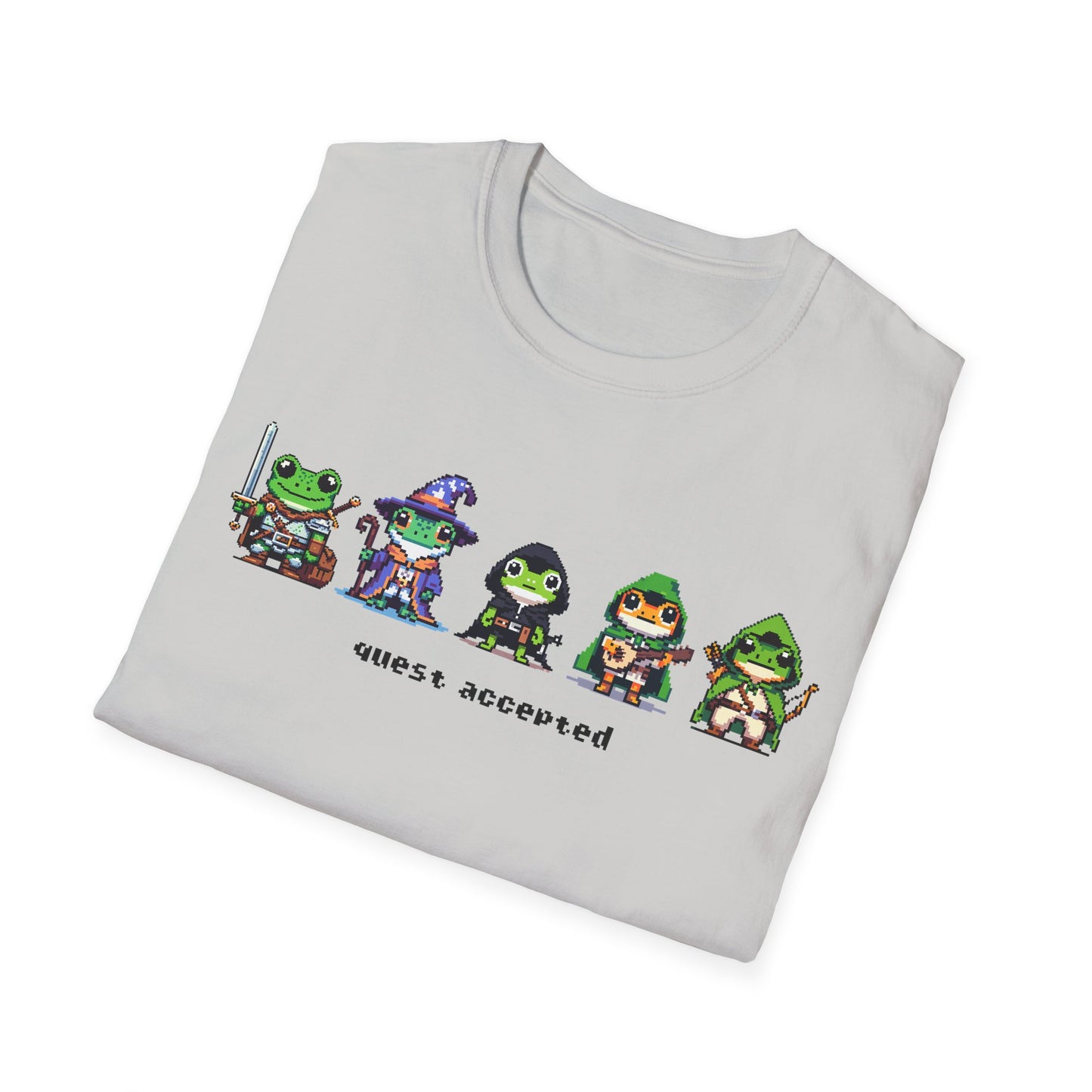 Quest Accepted Pixel Art Frog T-Shirt – Cute Gamer Tee for RPG & Fantasy Fans