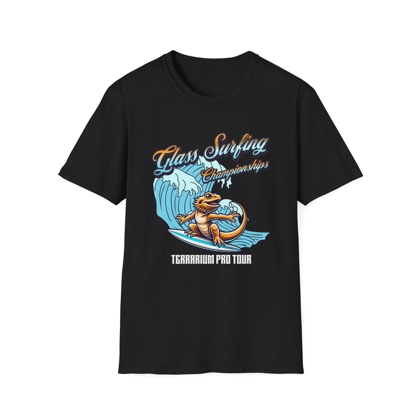 Glass Surfing Bearded Dragon T-Shirt, Reptile Lover Shirt, Bearded Dragon Surf Tee, Terrarium Humor Shirt, Lizard Owner Gift