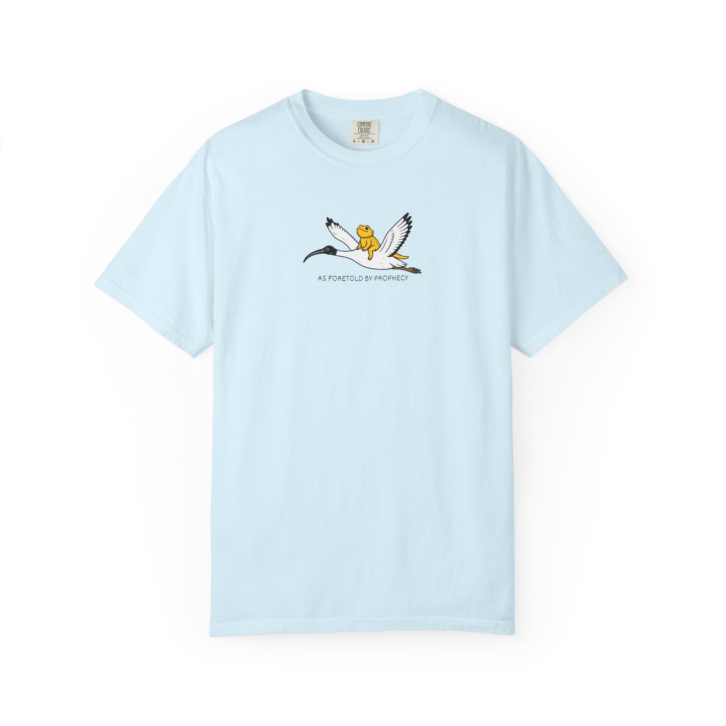 Bearded Dragon Riding Ibis Shirt, As Foretold By Prophecy Tee, Funny Australian Animal Shirt, Bin Chicken Meme Shirt, Comfort Colors Tee
