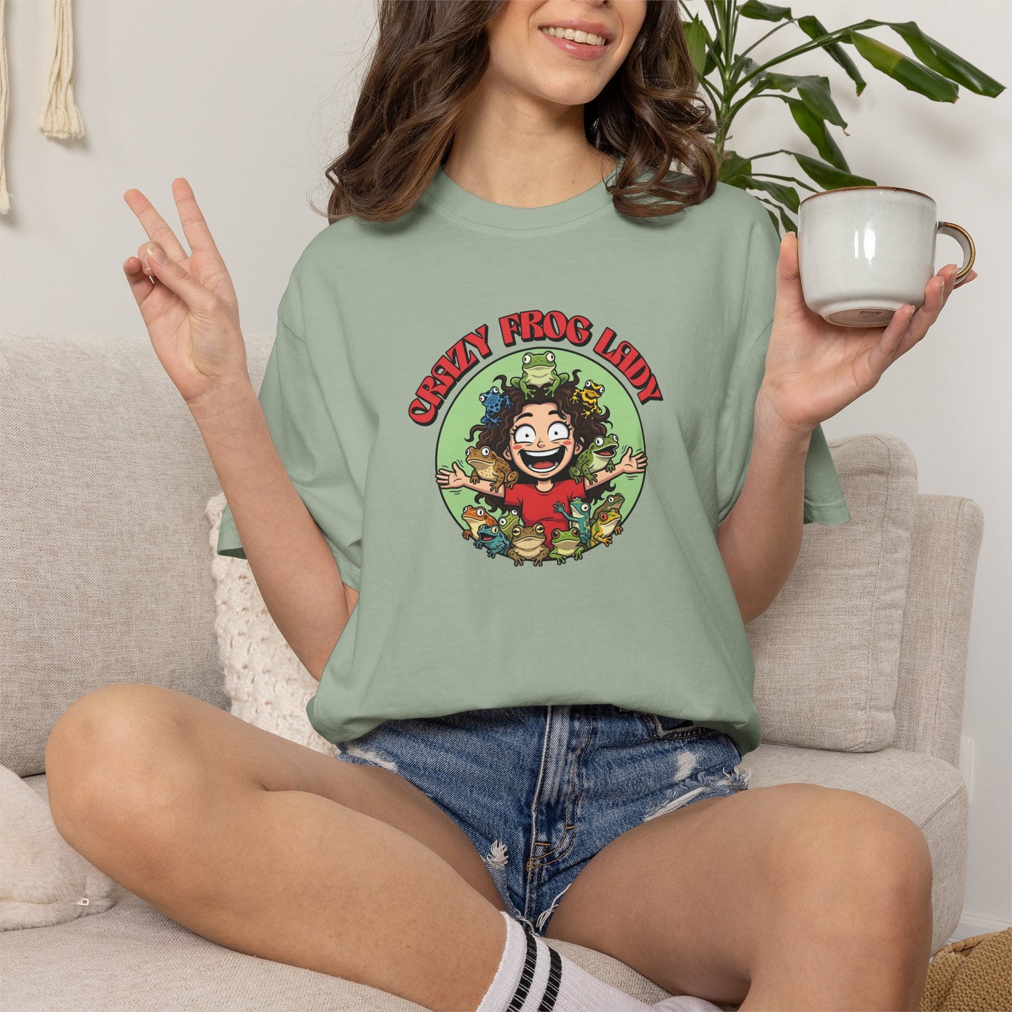 Crazy Frog Lady Shirt, Comfort Colors Frog Tee, Frog Lover Gift, Amphibian Mom T Shirt, Reptile Keeper Shirt, Funny Animal Graphic Tee