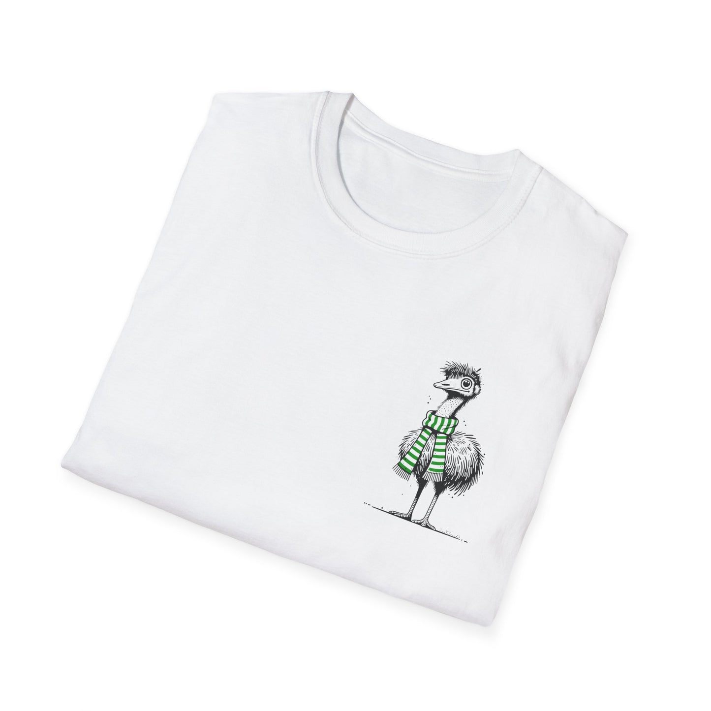 Emu T-Shirt – Whimsical Emu Wearing a Scarf Funny Australian Wildlife Tee