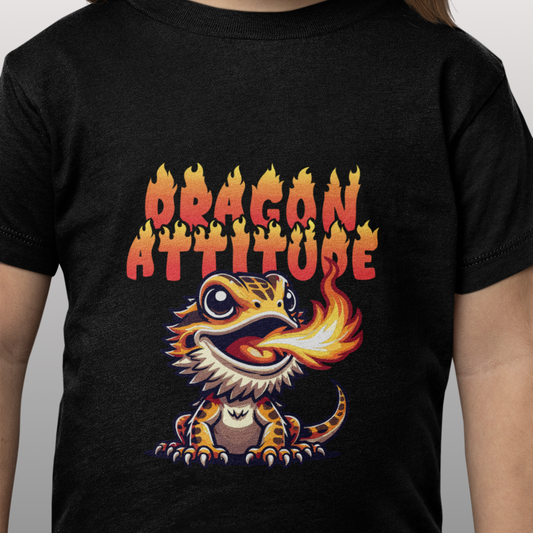 Kids Bearded Dragon Cotton T-shirt | Dragon Attitude | Gift for Reptile Keeper