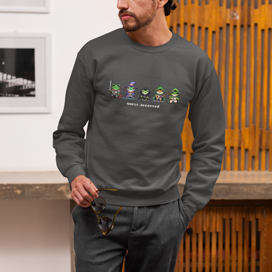 Quest Accepted | Retro Fantasy Frog Pixel Art | Unisex Crewneck Sweatshirt