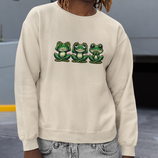 Frog Unisex Crewneck Sweatshirt | See No Evil, Hear No Evil, Speak No Evil