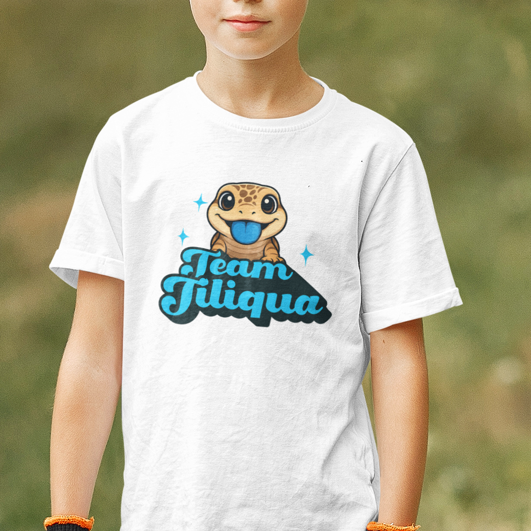 Team Tiliqua Kids T-Shirt – Cute Bluetongue Lizard & Shingleback Skink Reptile Tee