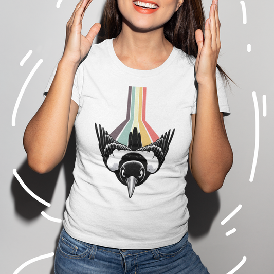 Retro Magpie T-Shirt – Vintage Australian Bird Tee for Magpie Lovers