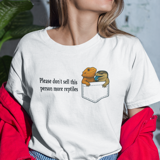 Reptile Addiction T-Shirt – “Do Not Sell This Person More Reptiles” Funny Herpetology Tee
