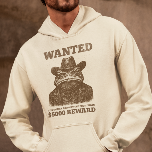Wanted: Cane Toad Hoodie – Funny Australian Wildlife Sweatshirt