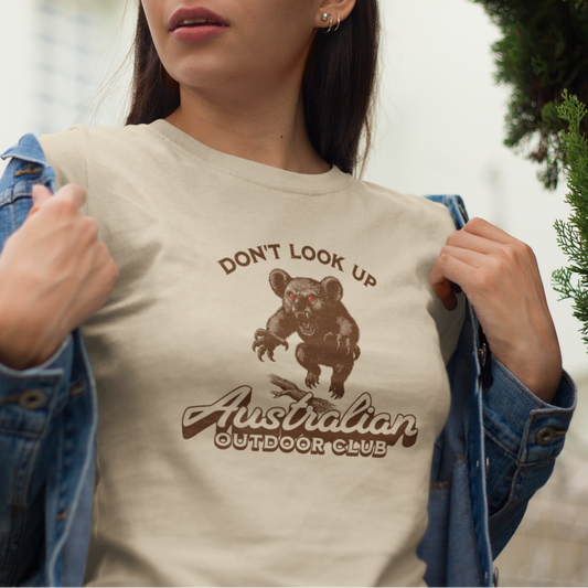 Australian Outdoor Club T-Shirt – Drop Bear Don’t Look Up Funny Aussie Tee