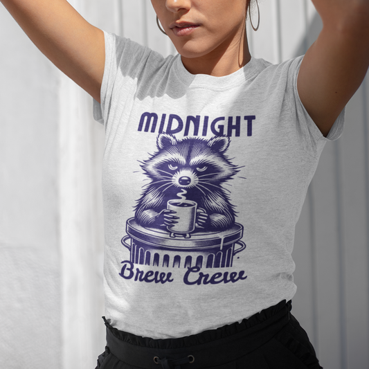 Midnight Brew Crew T-Shirt – Raccoon Coffee Funny Night Owl Tee