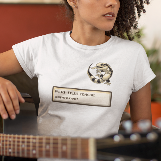 A Wild Bluetongue Appears T-Shirt – Funny Australian Lizard Gamer Tee