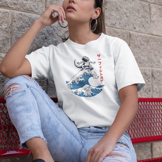 Bearded Dragon T-Shirt – Surfing the Great Wave Japanese Art Reptile Tee