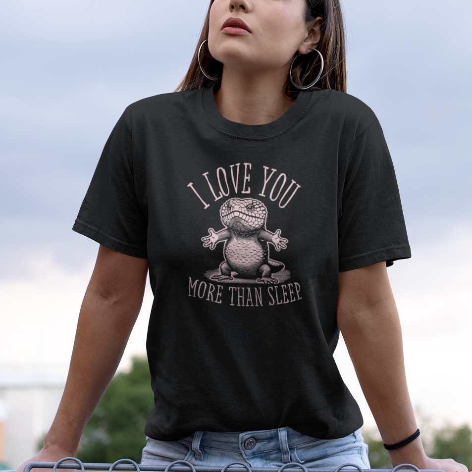 Shingleback T-Shirt – I Love You More Than Sleep Funny Australian Reptile Tee