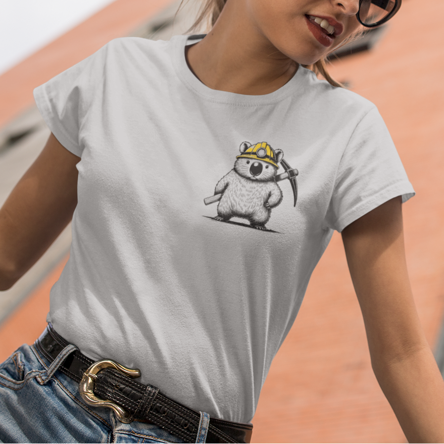 Miner Wombat T-Shirt – Australian Wildlife Funny Outback Worker Tee