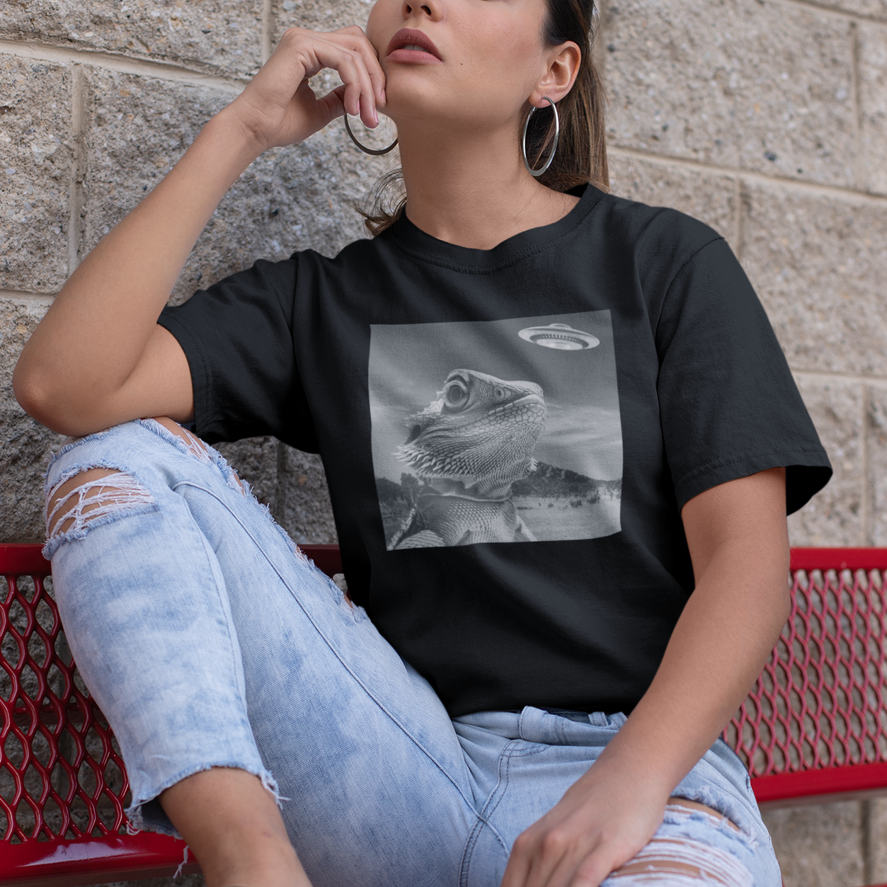 Bearded Dragon T-Shirt – UFO Selfie Reptile Lover Aussie Tee