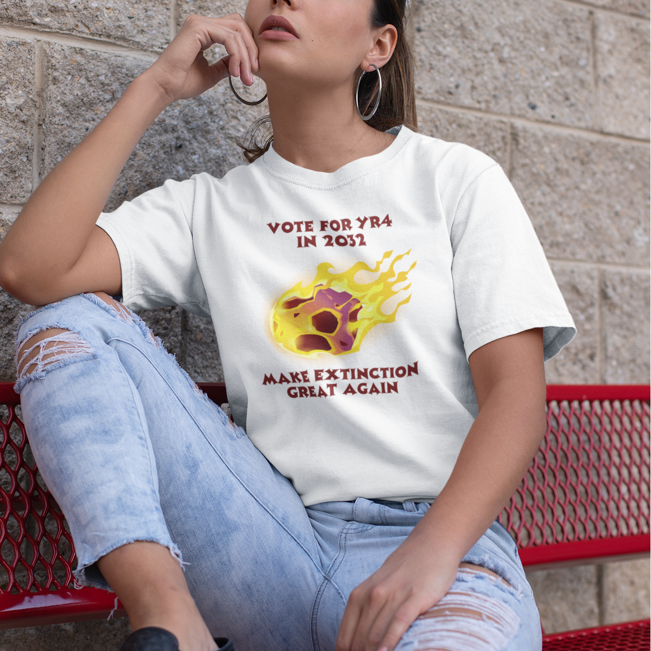 YR4 Asteroid T-Shirt – Make Extinction Great Again Funny Science Space Tee