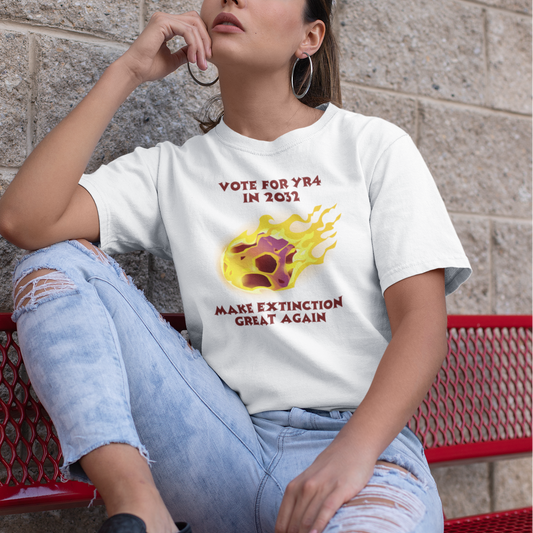 YR4 Asteroid T-Shirt – Make Extinction Great Again Funny Science Space Tee