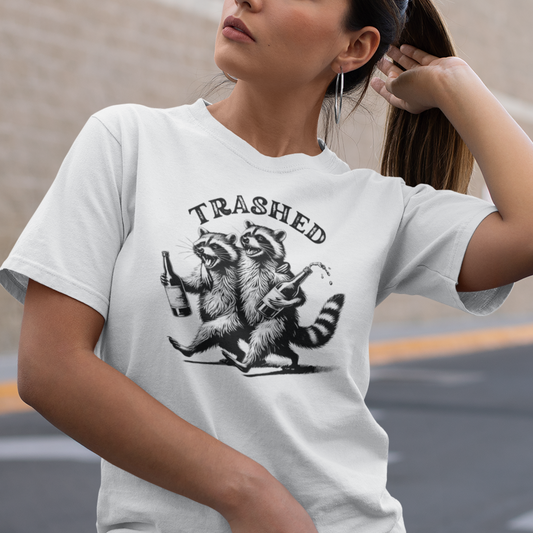 Raccoon T-Shirt – Trashed Funny Friends Drinking Nature Wildlife Tee