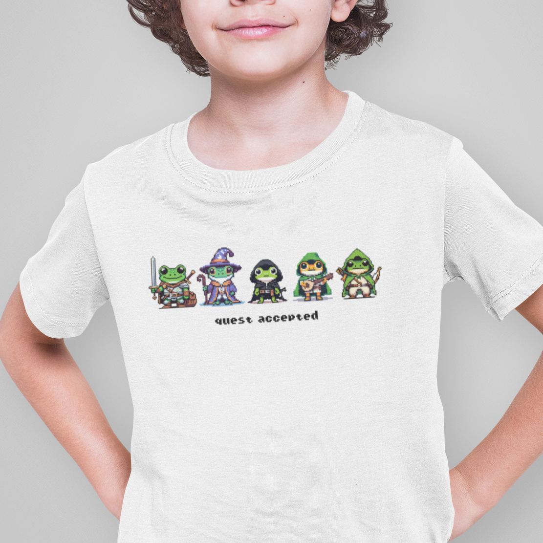 Kids Quest Accepted Pixel Frog T-Shirt – Cute Gamer Tee for RPG & Fantasy Fans