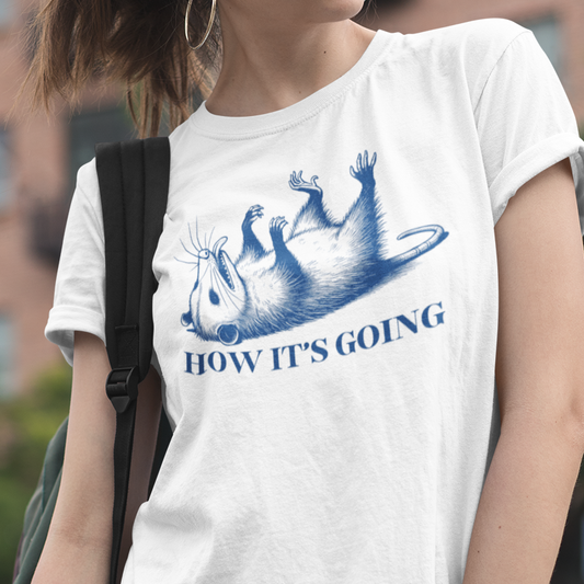 Opossum T-Shirt How It’s Going, Funny Possum Shirt, Meme Animal Tee, Dark Humor Shirt, Playing Dead Possum Shirt, Funny Animal Tee