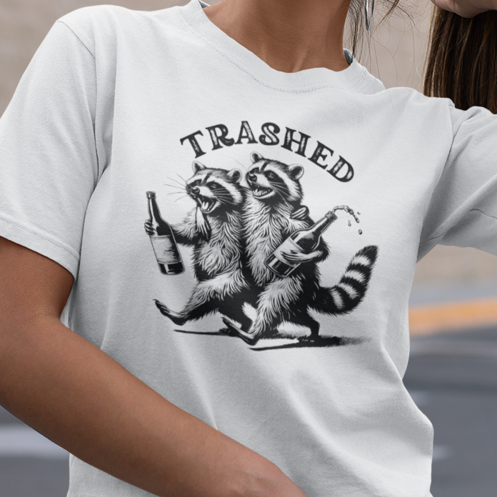 Trashed Raccoon T-Shirt, Funny Raccoon Shirt, Trash Panda Tee, Drunk Raccoon Shirt, Animal Humor Tee, Funny Animal Graphic Shirt
