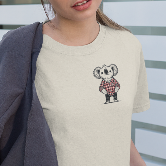 Whimsical Koala T-Shirt, Cute Koala Shirt, Funny Aussie Animal Tee, Australian Wildlife Shirt, Koala Gift, Quirky Animal Pocket Print