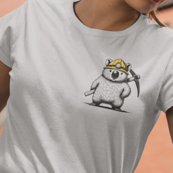 Wombat Miner T-Shirt, Funny Wombat Shirt, Aussie Mining Tee, Hard Hat Wombat, Australian Wildlife Shirt, Blue Collar Humor Gift