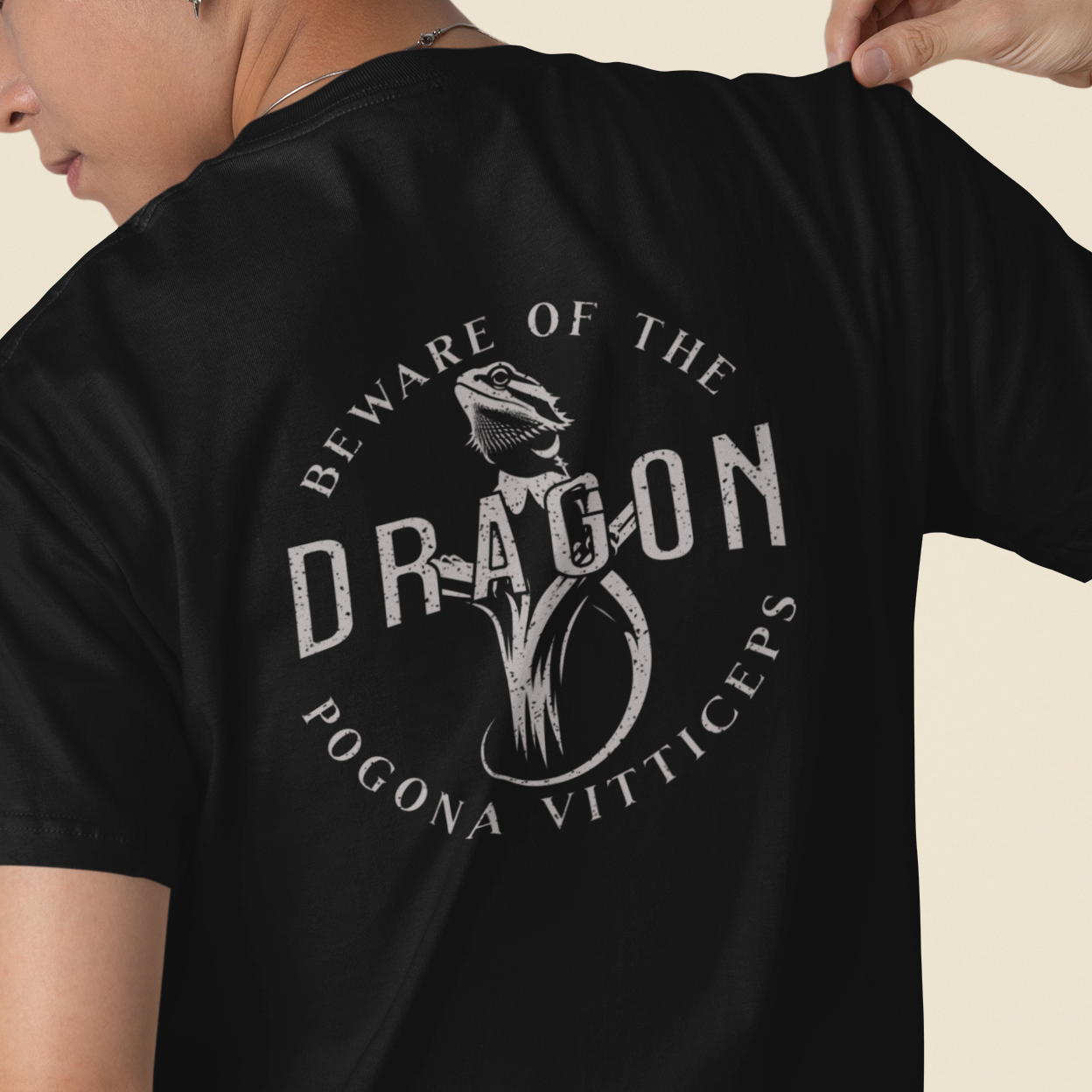 Bearded Dragon T-Shirt Front and Back Print, Beware of the Dragon Shirt, Pogona Vitticeps Tee, Reptile Lover Gift, Herpetology Shirt