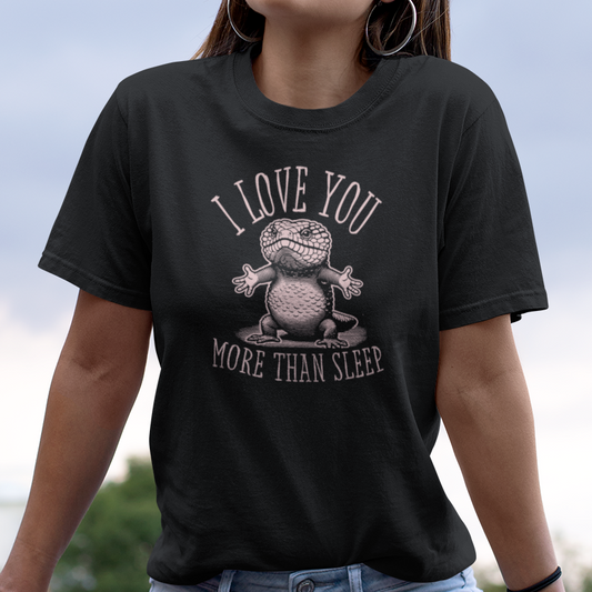 Shingleback Lizard T-Shirt I Love You More Than Sleep, Funny Skink Shirt, Blue Tongue Lizard Tee, Tiliqua Rugosa Gift, Reptile Lover Shirt