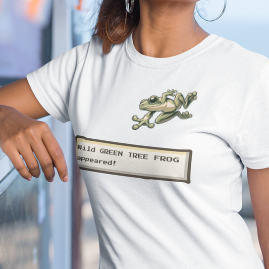 Green Tree Frog Gaming T-Shirt, Retro RPG Frog Shirt, Wild Encounter Tee, Pixel Frog Shirt, Gamer Animal Tee, Frog Lover Gift