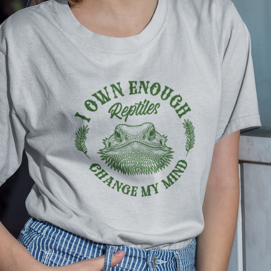 Reptile Keeper T-Shirt I Own Enough Reptiles Change My Mind, Funny Reptile Shirt, Bearded Dragon Snake Lizard Tee, Herpetology Gift