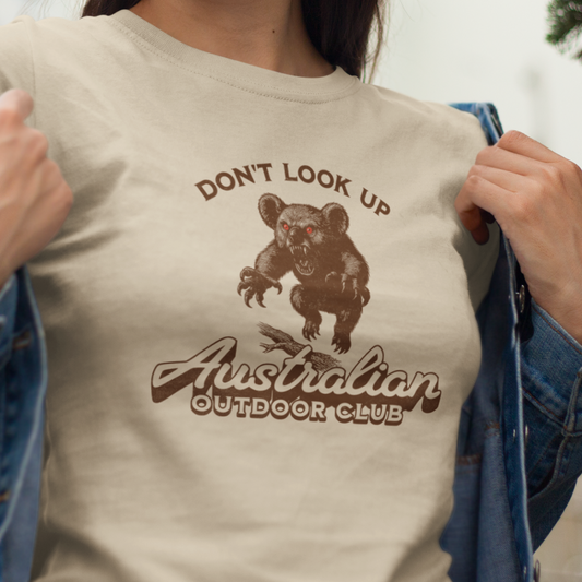 Drop Bear T-Shirt Australian Outdoor Club Don’t Look Up, Funny Aussie Warning Shirt, Hiking Tee, Australia Meme Shirt, Bushwalking Gift