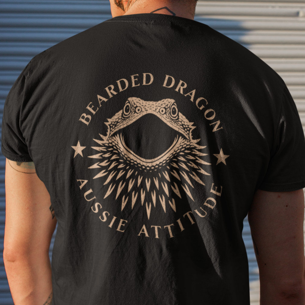 Bearded Dragon Aussie Attitude T-Shirt Double Sided, Funny Reptile Shirt Australia, Bearded Dragon Tee Front and Back Print, Herper Gift
