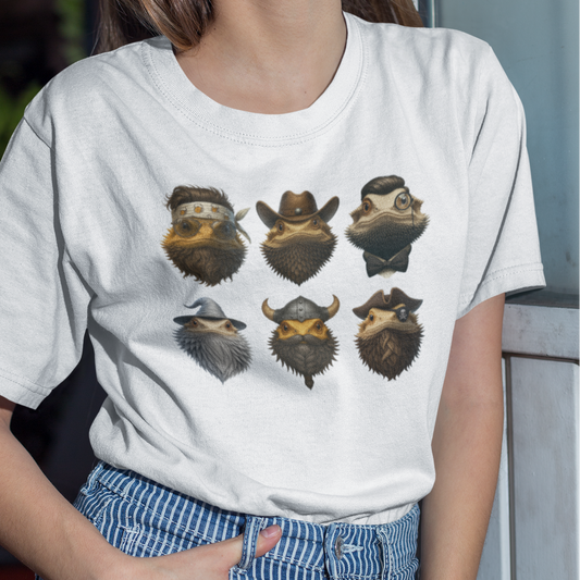 Bearded Dragon T-Shirt History’s Greatest Beards Funny Reptile Shirt, Viking Wizard Pirate Beard Tee, Aussie Lizard Gift