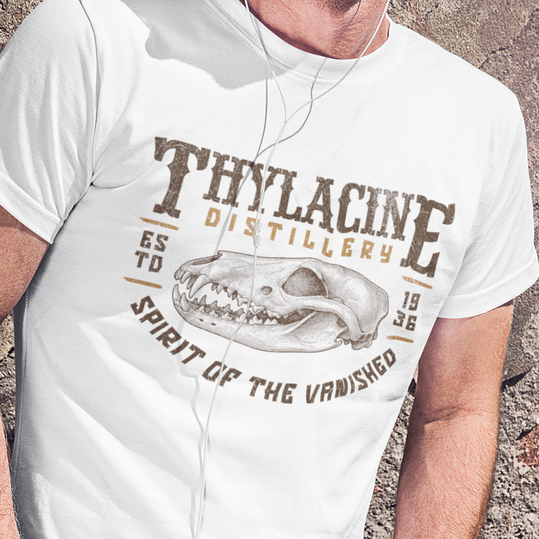 Thylacine Distillery T-Shirt Spirit of the Vanished Tee, Tasmanian Tiger Shirt, Vintage Distillery Graphic, Extinct Animal Gift