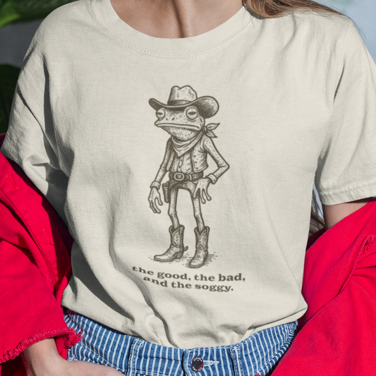 Frog Cowboy T-Shirt The Good The Bad and The Soggy Shirt, Funny Western Frog Tee, Cute Amphibian Gift, Meme Animal Shirt