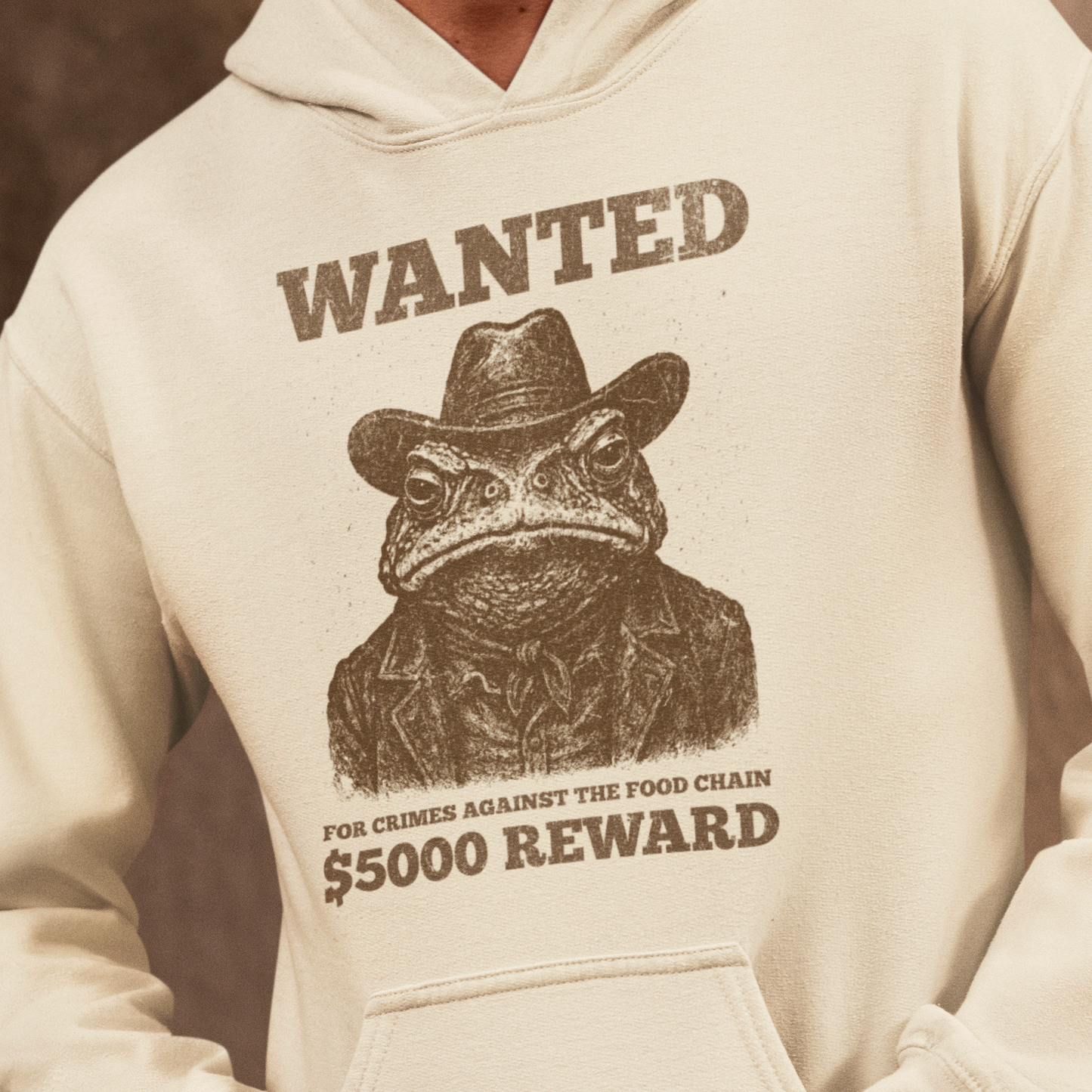Cane Toad Wanted Hoodie, Funny Western Hoodie, Outlaw Frog Hoodie, Cowboy Toad Sweatshirt, Wild West Animal Hoodie, Meme Hoodie, Aussie Humor Hoodie