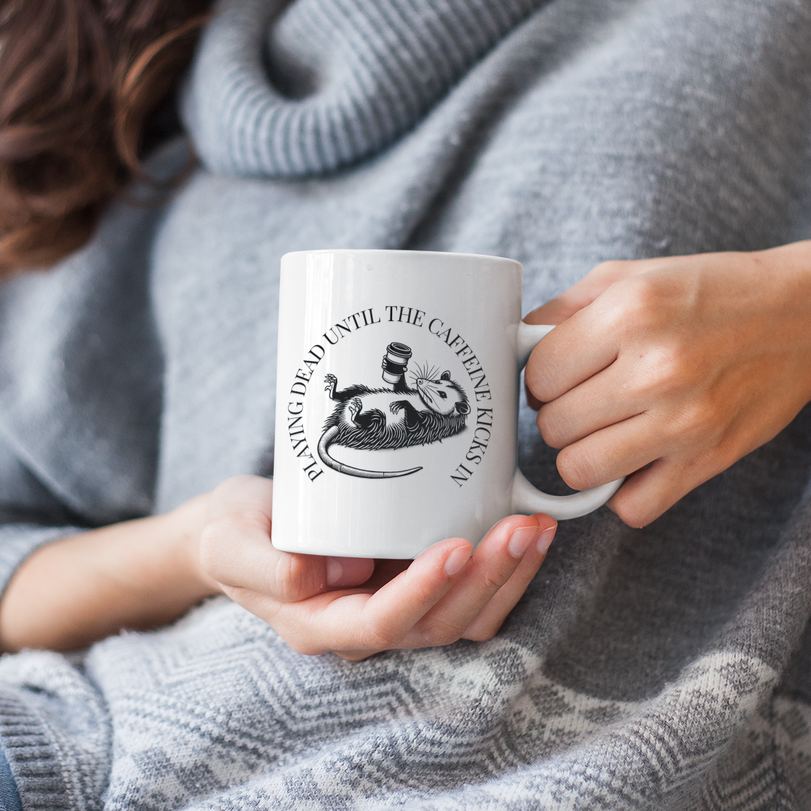 Opossum Ceramic Mug - Playing Dead Until The Caffeine Kicks In, Perfect Gift for Coffee Lovers, Animal Lover