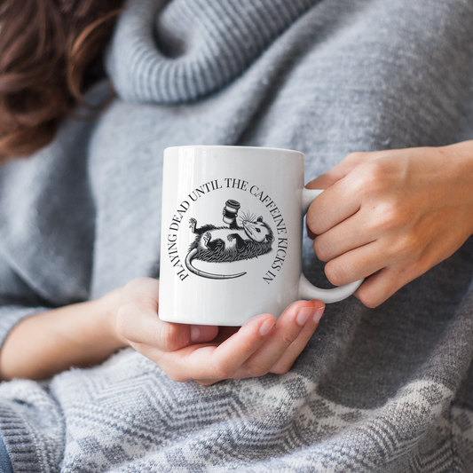 Opossum Ceramic Mug - Playing Dead Until The Caffeine Kicks In, Perfect Gift for Coffee Lovers, Animal Lover